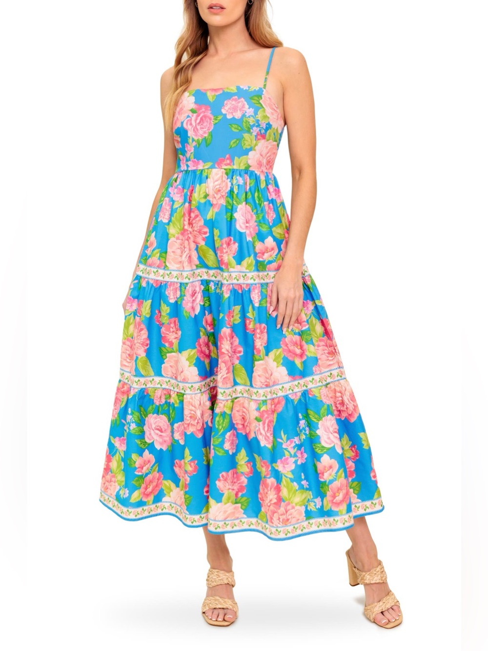 Flying Tomato Floral Print Cotton Maxi Dress Size Medium